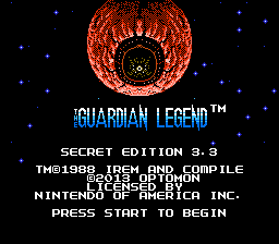 Guardian Legend - Secret Edition Title Screen